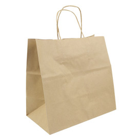 Paper Bag with Handles Kraft Hawanna 100g/m² 28+16x27cm (50 Units) 