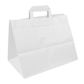 Paper Bag with Handles White Flat 70g/m² 32+22x26cm (50 Units) 