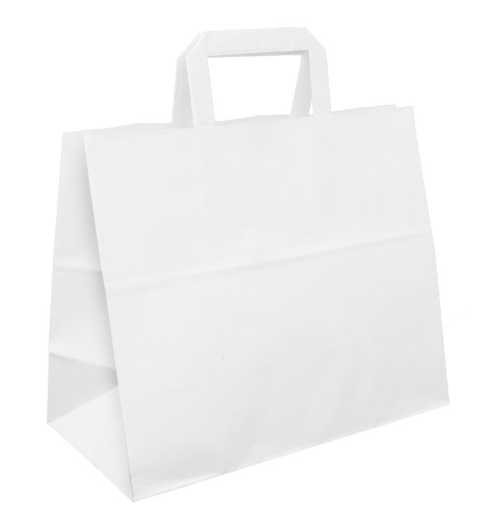 Paper Bag with Handles White Flat 70g/m² 32+22x26cm (50 Units) Paper Bag with Handles White Flat 70g/m² 32+22x26cm (50 Units)