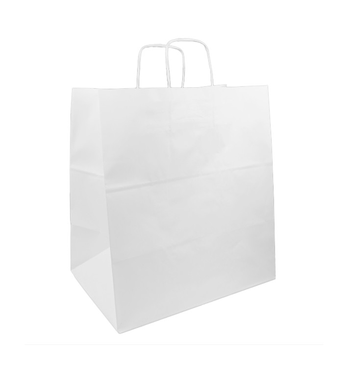 Paper Bag with Handles White 100g/m² 36+24x39cm (50 Units) Paper Bag with Handles White 100g/m² 36+24x39cm (50 Units)