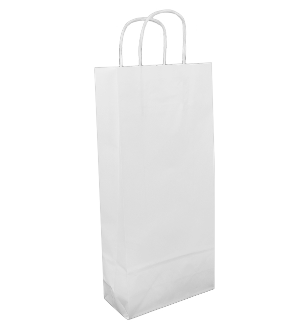 Paper Bottle Bag with Handles White 18+8x39cm (300 Units)