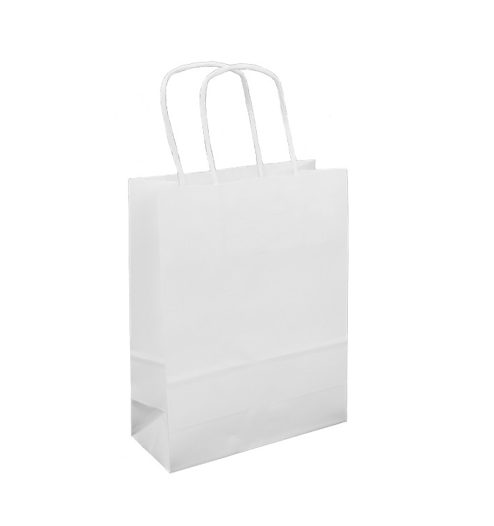 Paper Bag with Handles Kraft White 100g/m² 18+8x24cm (25 Units) Paper Bag with Handles Kraft White 100g/m² 18+8x24cm (25 Units)