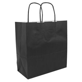 Paper Bag with Handles Kraft Black 100g/m² 22+9x23cm (25 Units)