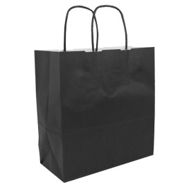 Paper Bag with Handles Kraft Black 100g/m² 22+9x23cm (25 Units)