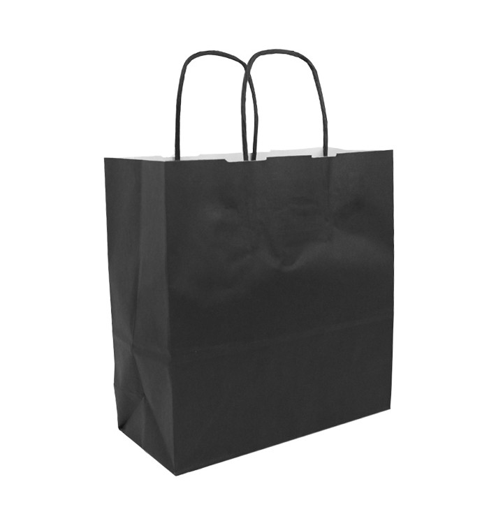 Paper Bag with Handles Kraft Black 100g/m² 22+9x23cm (25 Units) Paper Bag with Handles Kraft Black 100g/m² 22+9x23cm (25 Units)