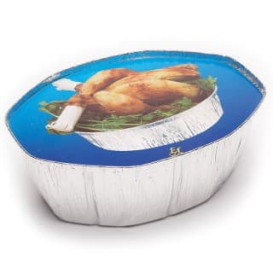 Paper Lid for Foil Pan Oval Shape 2400ml Blue 