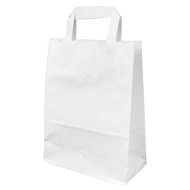 Paper Bag with Handles Kraft White 100g/m² 22+11x27cm (250 Units)