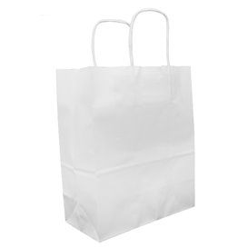 Paper Bag with Handles Kraft White 100g/m² 22+11x27cm (25 Units) 