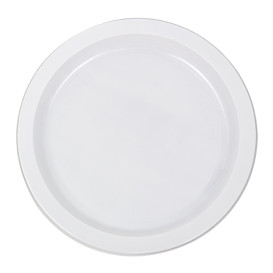 Reusable Plate Flat Economic PS White Ø22cm (25 Units)