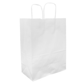 Paper Bag with Handles Kraft White 100g/m² 25+13x33cm (200 Units)