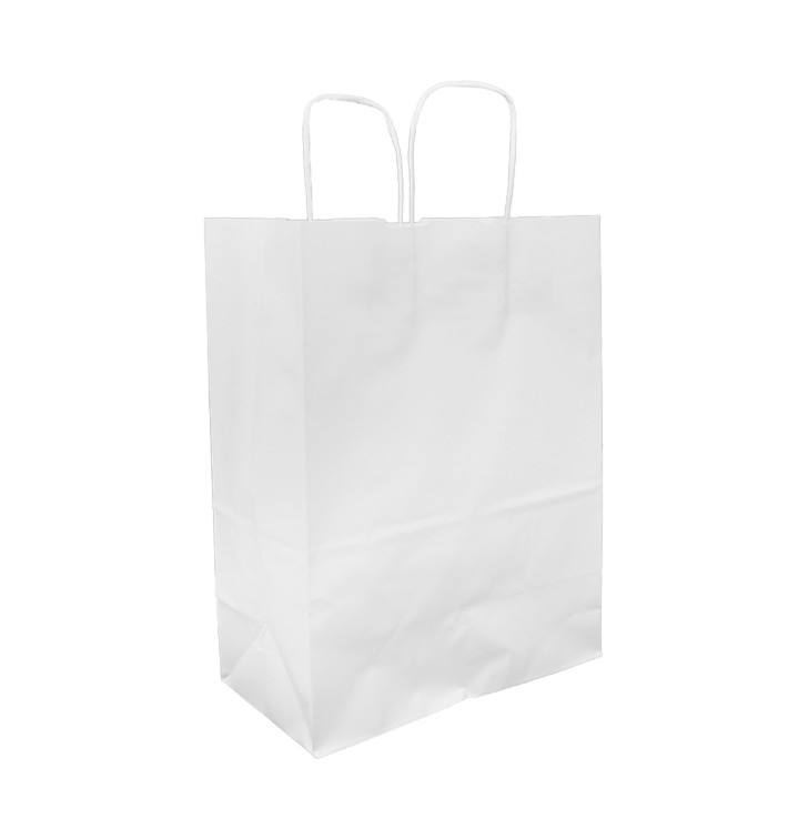 Paper Bag with Handles Kraft White 100g/m² 25+13x33cm (200 Units) Paper Bag with Handles Kraft White 100g/m² 25+13x33cm (200 Units)