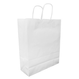 Paper Bag with Handles Kraft White 100g/m² 32+12x41cm (25 Units) 