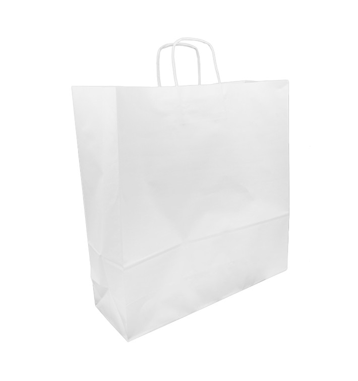Paper Bag with Handles Kraft White 100g/m² 44+15x46cm (200 Units) Paper Bag with Handles Kraft White 100g/m² 44+15x46cm (200 Units)