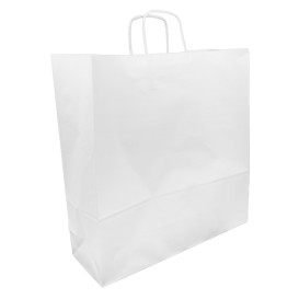 Paper Bag with Handles Kraft White 100g/m² 44+15x46cm (25 Units) 