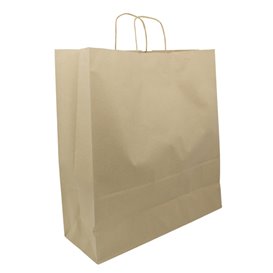 Paper Bag with Handles Kraft Brown 100g/m² 44+15x46cm (25 Units) 