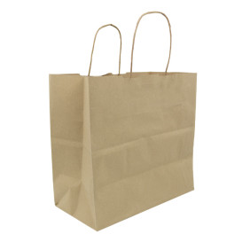 Paper Bag with Handles Kraft Brown 100g/m² 27+14x26cm (25 Units) 