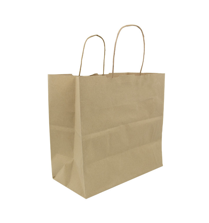 Paper Bag with Handles Kraft Brown 100g/m² 27+14x26cm (25 Units) Paper Bag with Handles Kraft Brown 100g/m² 27+14x26cm (25 Units)