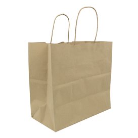 Paper Bag with Handles Kraft Brown 100g/m² 27+14x26cm (200 Units)
