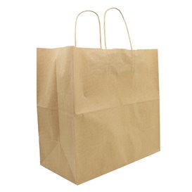 Paper Bag with Handles Kraft Brown 90g/m² 32+16x31cm (250 Units)