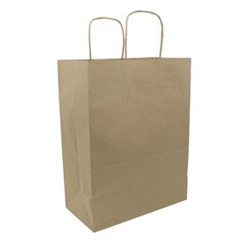 Paper Bag with Handles Kraft Brown 100g/m² 25+13x33cm (25 Units) 