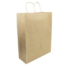 Paper Bag with Handles Kraft Hawanna 100g/m² 32+12x41cm (200 Units)