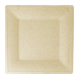 Sugarcane Plate Square shape Natural 20x20 cm (50 Units) 