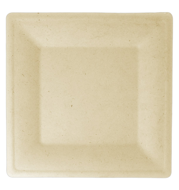 Sugarcane Plate Square shape Natural 16x16 cm (50 Units) 