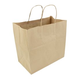 Paper Bag with Handles Kraft Hawanna 100g/m² 28+16x27cm (50 Units) 