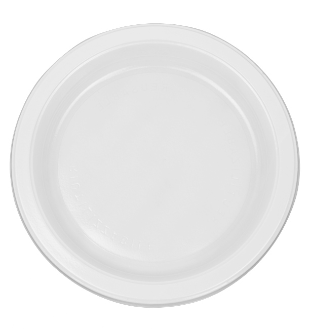 Reusable Plate Flat Economic PS White Ø17cm (450 Units)