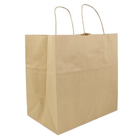Paper Bag with Handles Kraft Hawanna 100g/m² 32+20x32cm (50 Units) 