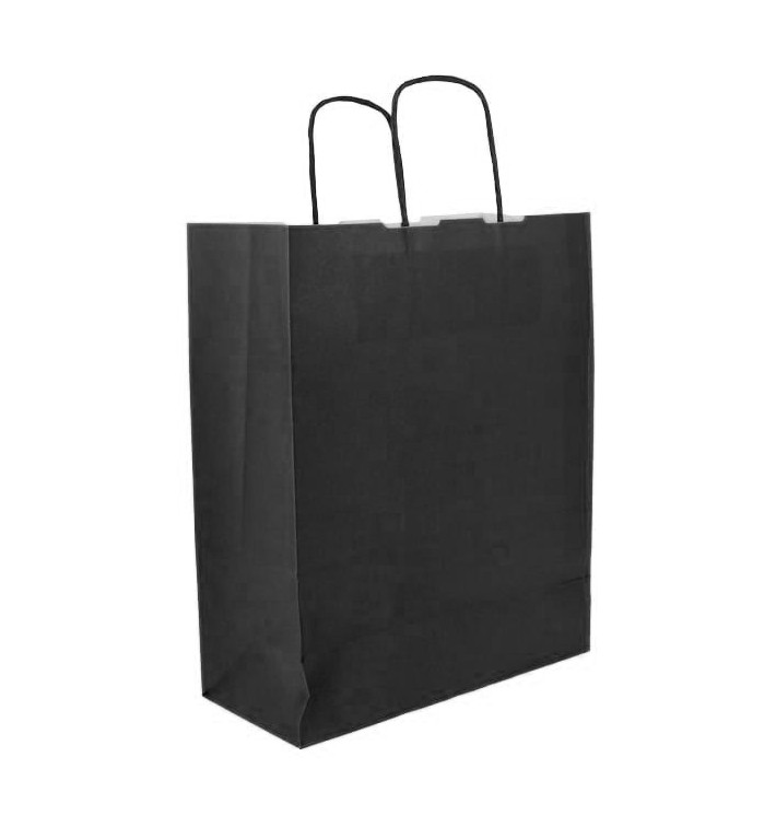 Paper Bag with Handles Kraft Black 100g/m² 25+11x31cm (25 Units) Paper Bag with Handles Kraft Black 100g/m² 25+11x31cm (25 Units)