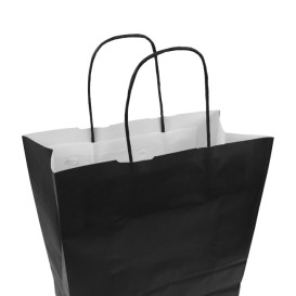 Paper Bag with Handles Kraft Black 100g/m² 25+11x31cm (25 Units) 