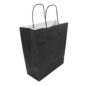 Paper Bag with Handles Kraft Black 100g/m² 25+11x31cm (25 Units) 