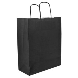 Paper Bag with Handles Kraft Black 100g/m² 25+11x31cm (250 Units)