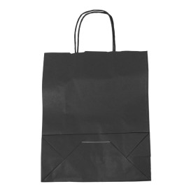 Paper Bag with Handles Kraft Black 100g/m² 25+11x31cm (250 Units)