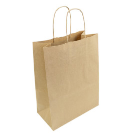 Paper Bag with Handles Kraft Hawanna 100g/m² 24+12x31cm (250 Units)