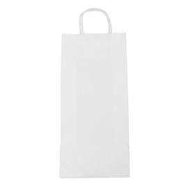 Paper Bottle Bag with Handles White 18+8x39cm (50 Units) 