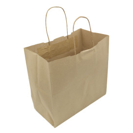 Paper Bag with Handles Kraft Brown 100g/m² 27+14x26cm (25 Units) 