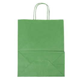 Paper Bag with Handles Kraft Green 80g/m² 26+14x32cm (250 Units) 