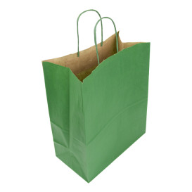 Paper Bag with Handles Kraft Green 80g/m² 26+14x32cm (250 Units) 