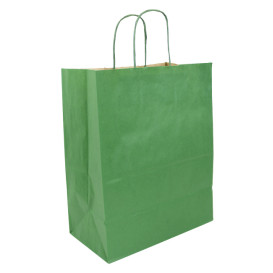 Paper Bag with Handles Kraft Green 80g/m² 26+14x32cm (50 Units) 