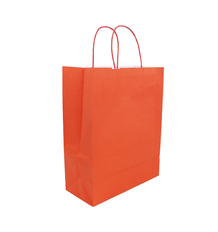 Paper Bag with Handles Kraft Red 100g/m² 25+11x31cm (250 Units)