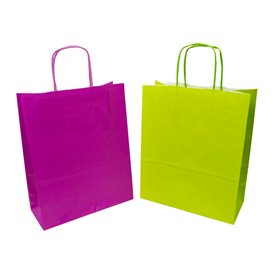 Paper Bag with Handles Green 100g/m² 22+9x23cm (250 Units)