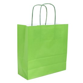 Paper Bag with Handles Green 100g/m² 22+9x23cm (25 Units)