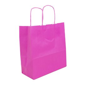 Fuchsia paper bag with handles 100g/m² 22+9x23cm (25 Uts)