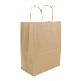 Paper Bag with Handles Kraft Brown 100g/m² 22+11x27cm (25 Units)