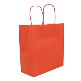 Paper Bag with Handles Kraft Red 100g/m² 22+9x23cm (25 Units) 
