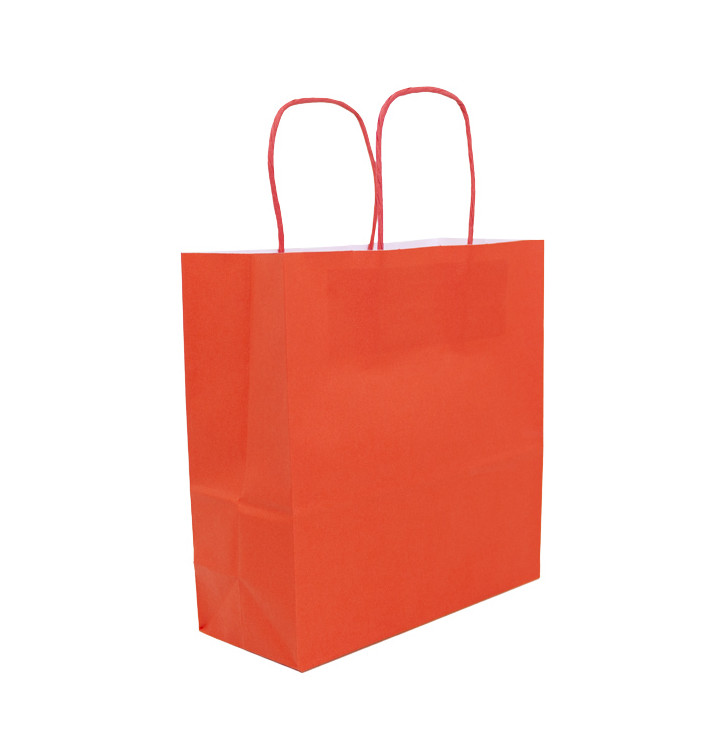 Paper Bag with Handles Kraft Red 100g/m² 22+9x23cm (25 Units) Paper Bag with Handles Kraft Red 100g/m² 22+9x23cm (25 Units)