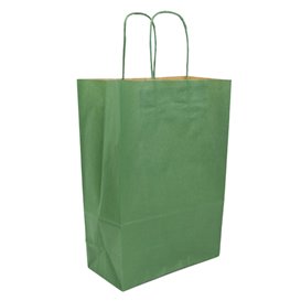 Paper Bag with Handles Kraft Green 80g/m² 20+10x29cm (250 Units)