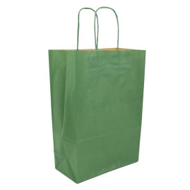 Paper Bag with Handles Kraft Green 80g/m² 20+10x29cm (250 Units)